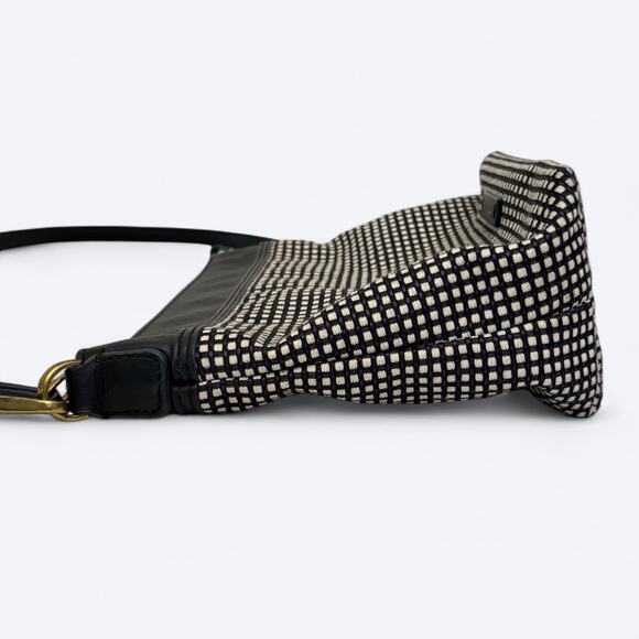 Fossil Woven Black/White Key Crossbody Hand Bag Minimalist Business Careerwear - Picture 7 of 11